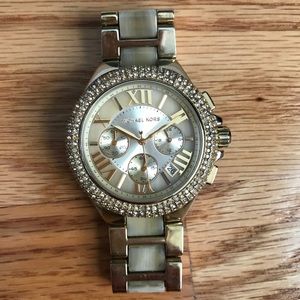 Women's gold and Swarovski watch with Ivory band